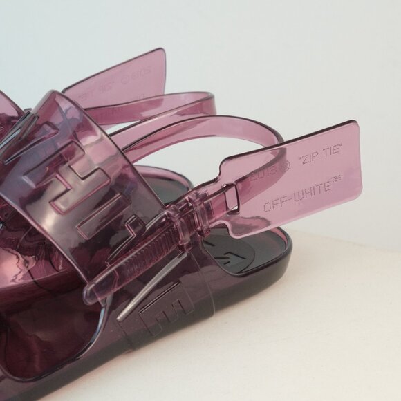 Off-White ℅ Virgil Abloh Logo Slingback Jelly Sandals, Lavender, EU 42 - Picture 9 of 12